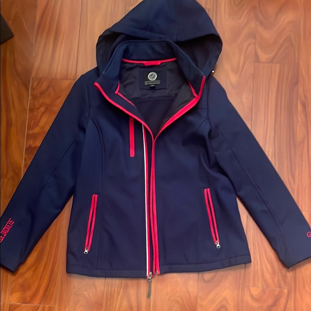 Navy Blue Jackets Jacket with Red Accents